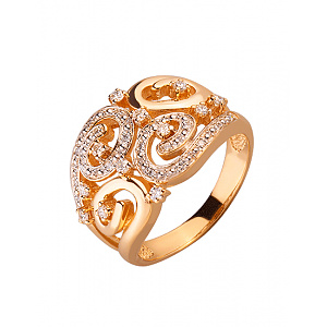 Золота каблучка з діамантами (01-200092596) фотографія