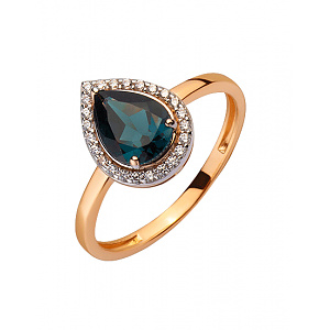 Золотое кольцо с цирконием куб. (01-200422796) фотография