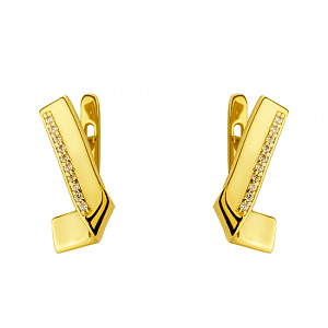 Золотые серьги с цирконием куб. (01-200473896) фотография