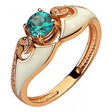 Золота каблучка з фіанітом (цирконієм куб.)  та  емаль (01-200633396)