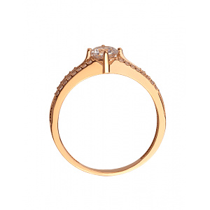 Золота каблучка з фіанітом (цирконієм куб.) (01-200783596) фотографія