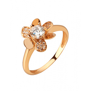 Золота каблучка з фіанітом (цирконієм куб.) (01-200858096) фотографія