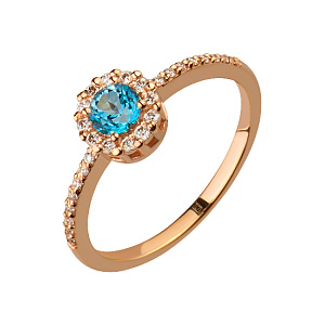 Золотое кольцо с бриллиантами  и  топазом (1б_к-141) фотография