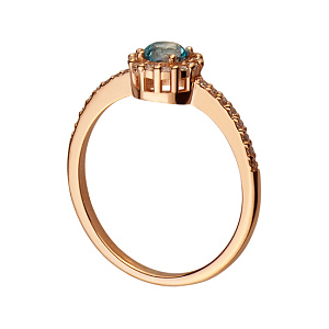 Золотое кольцо с бриллиантами  и  топазом (1б_к-141) фотография