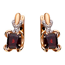 Золоті сережки з гранатом і діамантом (01-17656497)