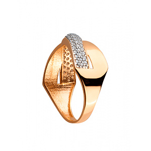 Золотое кольцо с цирконием куб. (01-19232697) фотография