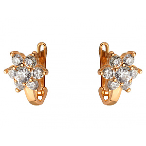 Золоті сережки з цирконієм куб. (01-200376097) фотографія