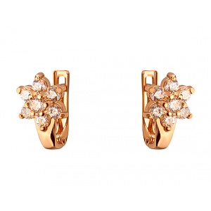 Золоті сережки з цирконієм куб. (01-200573497) фотографія