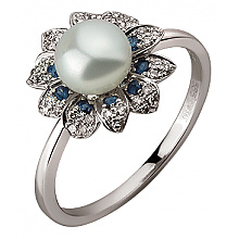 Золота каблучка з діамантами  та  корундами (01-200845097)