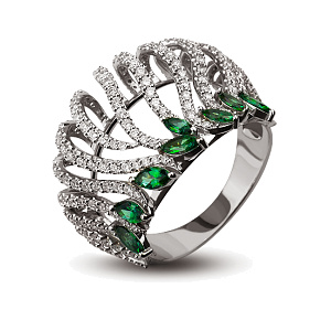 Золота каблучка з діамантами  и  топазами (2б_к-095) фотографія