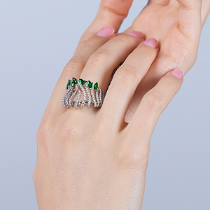 Золота каблучка з діамантами  и  топазами (2б_к-095) фотографія