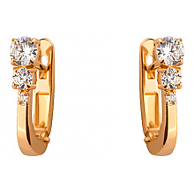 Золотые серьги с цирконием куб. (01-19076498)