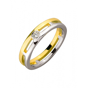 Золотое  кольцо с бриллиантом (01-19334898) фотография