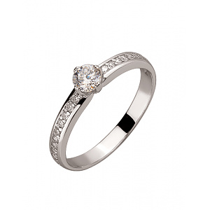 Золотое кольцо с цирконием куб. (01-200152698) фотография