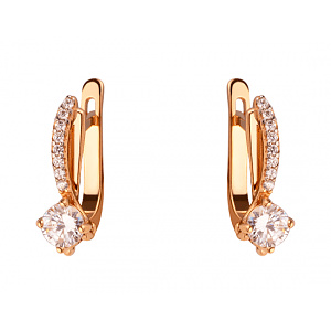 Золоті сережки з цирконієм куб. (01-200159998) фотографія