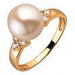 Золота каблучка з перлиною  та  цирконієм куб. 01-200202498 фотографія 1