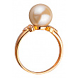Золота каблучка з перлиною  та  цирконієм куб. 01-200202498 фотографія 2