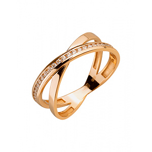 Золотое кольцо с цирконием куб. (01-200364898) фотография