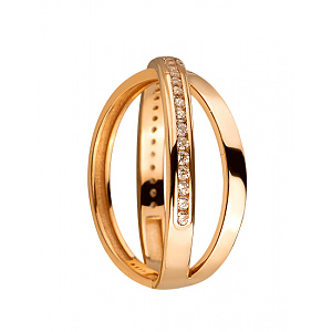 Золотое кольцо с цирконием куб. (01-200364898) фотография