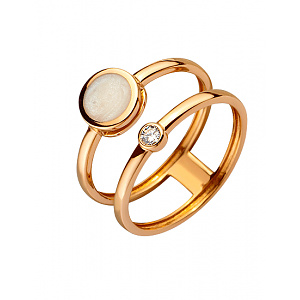 Золота каблучка з цирконієм куб.  та  перламутром (01-200392698) фотографія