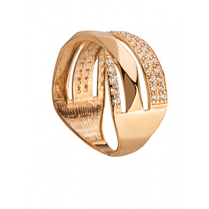 Золота каблучка з цирконієм куб. (01-200581698) фотографія