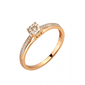 Золота каблучка з діамантами (01-200590098) фотографія