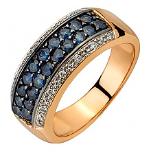 Золотое кольцо с бриллиантами  и  корундами (01-200740198)