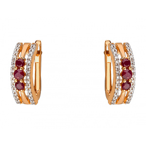 Золотые серьги с бриллиантами  и  корундами (01-200819298) фотография