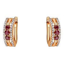 Золоті сережки з діамантами  та  корундами (01-200819298)