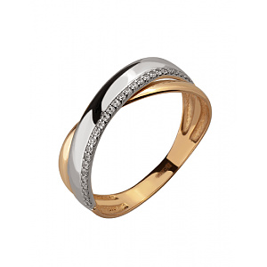 Золотое кольцо с цирконием куб. (01-18921999) фотография