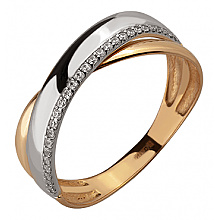 Золотое кольцо с цирконием куб. (01-18921999)