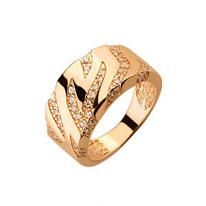 Золотое кольцо с цирконием куб. (01-19053999) фотография