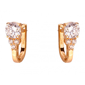 Золоті сережки з цирконієм куб. (01-200034199) фотографія
