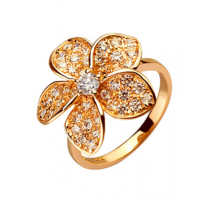 Золотое кольцо с цирконием куб. (01-200382799) фотография