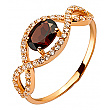 Золота каблучка з гранатом  та  цирконієм куб. 01-200481199 фотографія 1