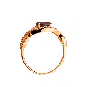 Золота каблучка з гранатом  та  цирконієм куб. (01-200481199) фотографія