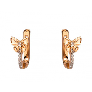 Золоті сережки з цирконієм куб. (01-200481299) фотографія