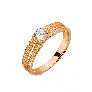 Золотое кольцо с цирконием куб. (01-200523199) фотография